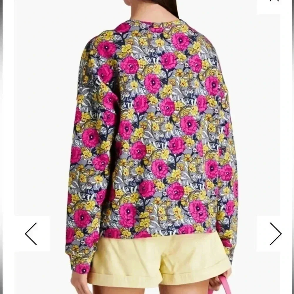 RHODE Thera floral-print cotton-fleece sweatshirt